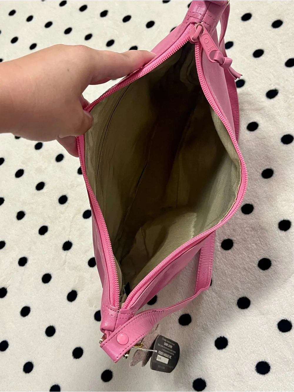 NWT Vintage Pioneer Handbags Pink Leather Crescent Hobo Shoulder Bag